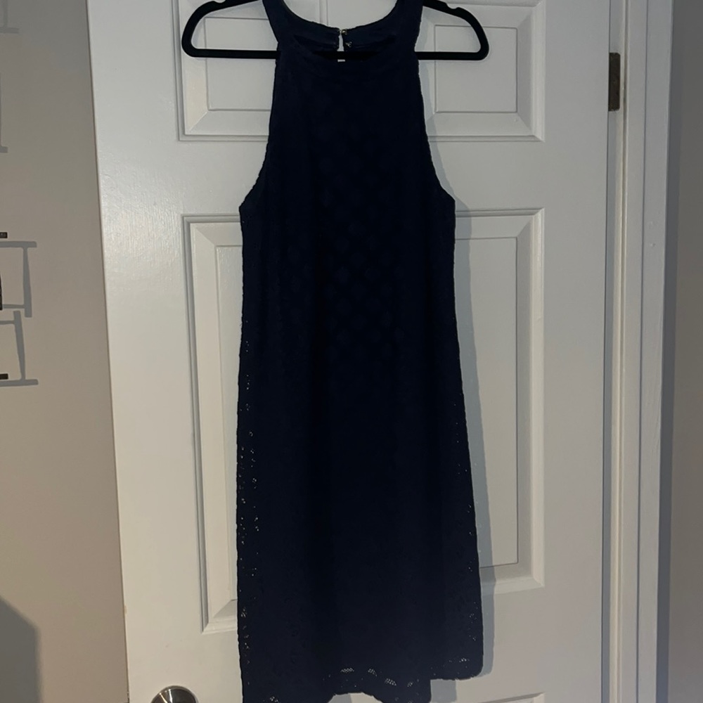 Lilly Pulitzer navy shift- lace overlay